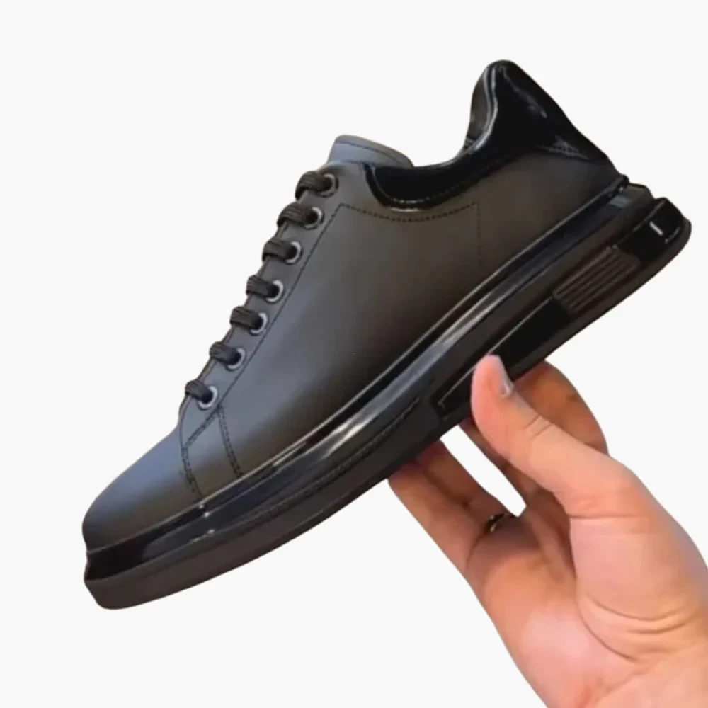 Men’s High-Top Lace-Up Sneakers with Smooth Upper and Structured Sole